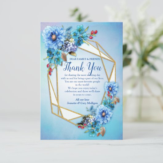 コーンフラワーブルーズインウォーターサンキューカード 出欠カード (スタンド正面)