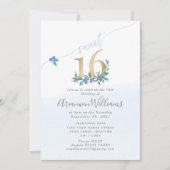 コーンフラワーブルーペイオニーバラ 招待状 (正面)