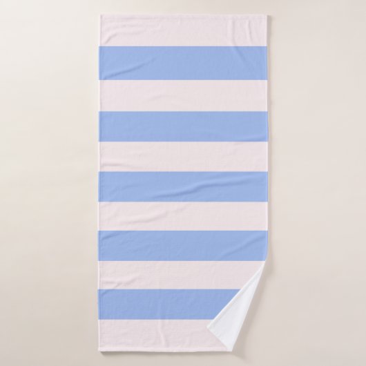 コーンフラワーブルーホワイトオーニングストライプ バスタオル (バスタオル)