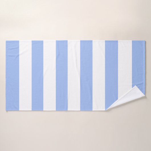コーンフラワーブルーホワイトオーニングストライプ バスタオル (バスタオル)