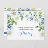 コーンフラワーブルーホワイトデイジーフローラレシピカード ポストカード (正面/裏面)