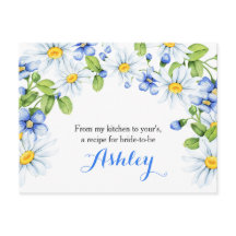 コーンフラワーブルーホワイトデイジーフローラレシピカード