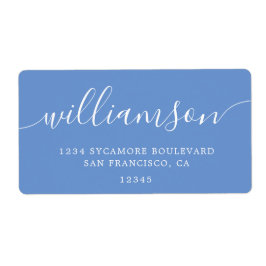 コーンフラワーブルーモダンスクリプト差出人住所 ラベル