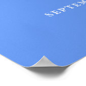 コーンフラワーブルーモダン結婚のウェルカムサイン ポスター (角)