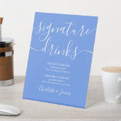 コーンフラワーブルーモダン結婚のシグネチャードリンク 台座サイン (インサイチュ)