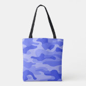 コーンフラワーブルーモノカラー迷彩柄 トートバッグ (裏面)