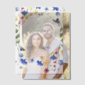 コーンフラワーブルーワイルドフラワー結婚ズ ベラム紙招待状 (オフセット (カップル))