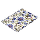 コーンフラワーブルーヴィンテージスタイルフローラノートブック ノートブック (左側)