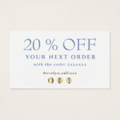 コーンフラワーブルー感謝していアゲート割引カード (裏面)