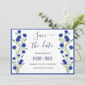 コーンフラワーブルー結婚ボタニッ救クの日付 招待状 (スタンド正面)