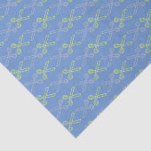 コーンフラワーブルー黄色とグレーのハサミ模様 薄葉紙 (詳細)