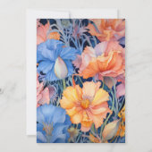 コーンフラワーブルー&ピーチ結婚フローラ 招待状 (裏面)