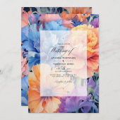 コーンフラワーブルー&ピーチ結婚フローラ 招待状 (正面/裏面)