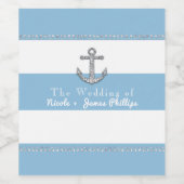 コーンフラワーブルー&ホワイトストライプいかり ワインラベル (シングルラベル)