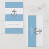コーンフラワーブルー&ホワイトストライプいかり 名刺 (正面/裏面)