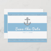 コーンフラワーブルー&ホワイトストライプいかり 案内ポストカード (正面/裏面)