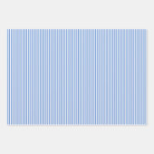コーンフラワーブルー & ホワイト ストライプ ラッピングペーパーシート (正面3)