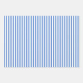 コーンフラワーブルー & ホワイト ストライプ ラッピングペーパーシート (正面)