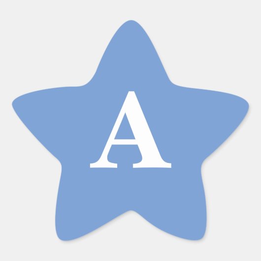 コーンフラワーブルー モノグラムイニシャル 白 カスタム かわいい 星シール (正面)