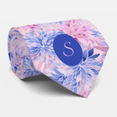 コーンフラワーブルー & モーブ フラワーパターン ネクタイ (ロール)