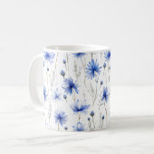 コーンフラワープレス花水彩スタイル コーヒーマグカップ (正面左)