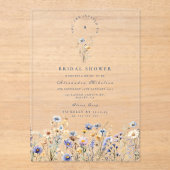 コーンフラワーメドウブライダルシャワー アクリル招待状 (正面)