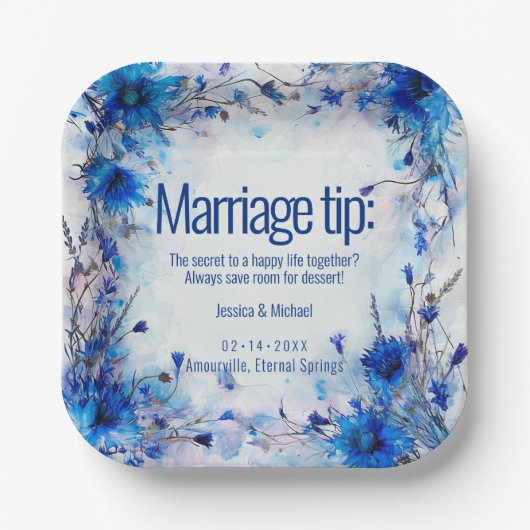 💍コーンフラワーユーモアのあるとラベンダーエレガンス ペーパープレート (正面)