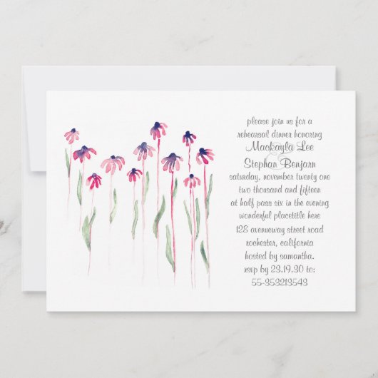 コーンフラワーリハーサルディナー水彩招待状 招待状 (正面)