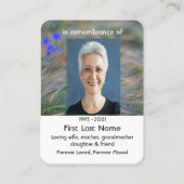 コーンフラワーワイルドフラワーメモリアルポケット記念 名刺 (裏面)