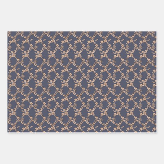 コーンフラワー格子包み紙 ラッピングペーパーシート (正面3)