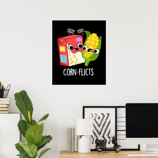 コーンフリックおもしろいコーンフレークコーンプン ポスター (ホームオフィス)