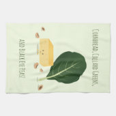 コーンブレッドのコラードは黒い瞳のエンドウ豆のキャラクターを緑化します キッチンタオル (横)