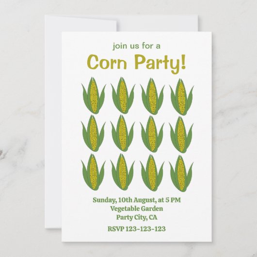 コーンプラントトウモロコシ野菜農場トウモロコシパーティー 招待状 (正面)