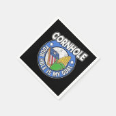 コーンホールあなたの穴は私のゴールアメリカ国旗のロゴC スタンダードカクテルナプキン (角)