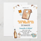 コーンホールとビールのベビーシャワー招待状 招待状 (正面/裏面)