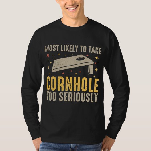 コーンホールを真剣に受け止め過ぎるかもしれない Tシャツ (正面)