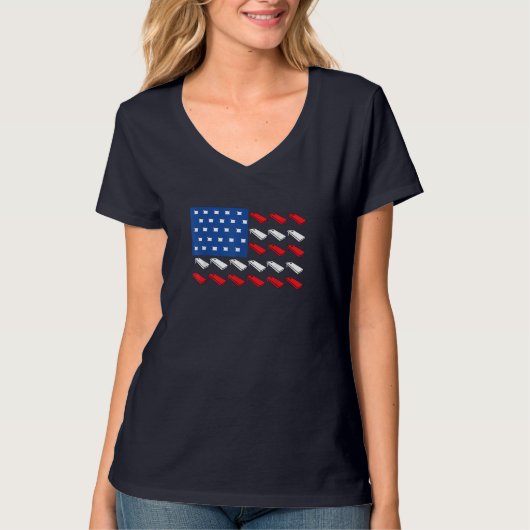 コーンホールアメリカン州選手の飲みチーム国旗 Tシャツ (正面)