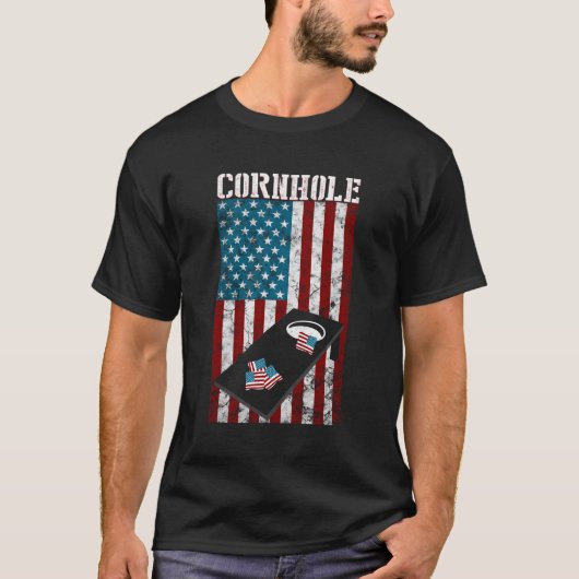 コーンホールアメリカ国旗 Tシャツ (正面)