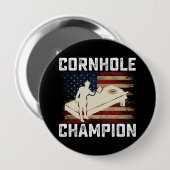 コーンホールチャンピオンアメリカ国旗7月4日 缶バッジ (正面&裏面)