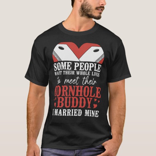 コーンホールチームBeanバッグ選手チャンプ夫M妻 Tシャツ (正面)