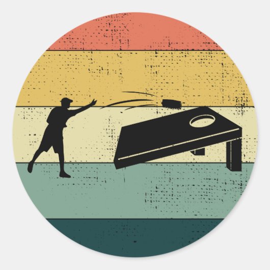 コーンホールビーンバッグトスアウトドアローンゲームレトロ ラウンドシール (正面)