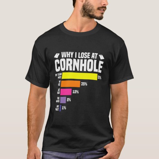 コーンホールプレーヤーで負ける理由 Tシャツ (正面)