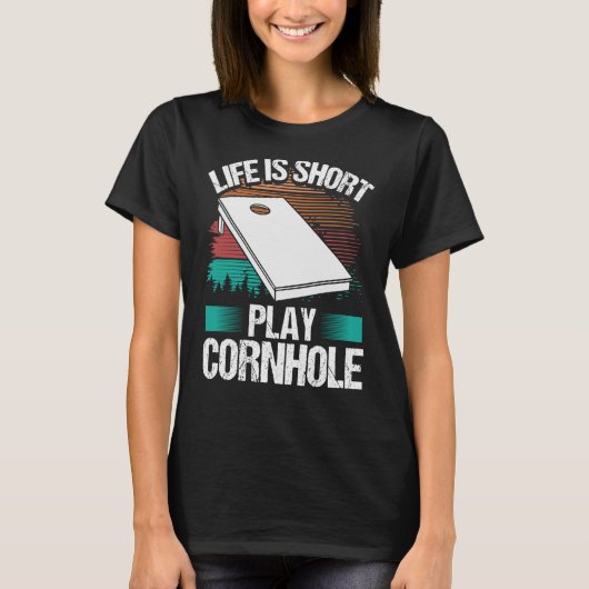 コーンホールプレーヤーの寿命は短いトーサー投げコーン Tシャツ (正面)