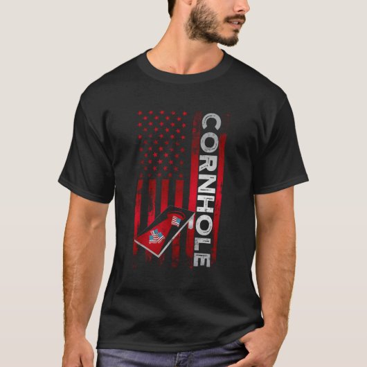 コーンホールボードアメリカ国旗 Tシャツ (正面)