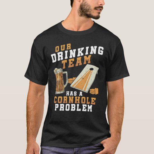 コーンホール大好きな飲み会チーム コーンホールプレイヤー Tシャツ (正面)