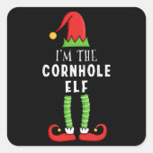 コーンホール小妖精や小人クリスマスマッチファミリーギフト スクエアシール (正面)