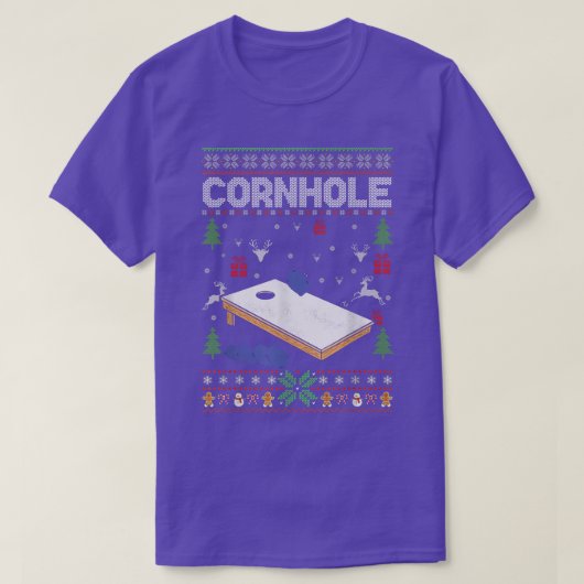 コーンホール醜いクリスマスセーターハッピーホリデー Tシャツ (デザイン正面)
