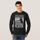 コーンホー男性へル女子豆バッグトスゲームプレーヤー Tシャツ (正面フル)