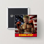 コーンポップ・アートのトランプ – バイデン氏悪夢 缶バッジ (正面&裏面)