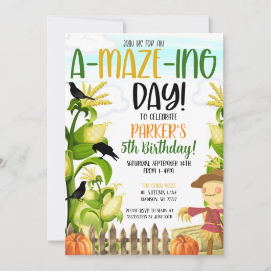 コーンメイズボーイズ誕生日招待状 招待状 (正面)